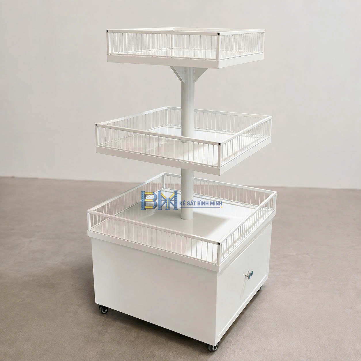 Kệ trưng bày đảo siêu thị 3 tầng